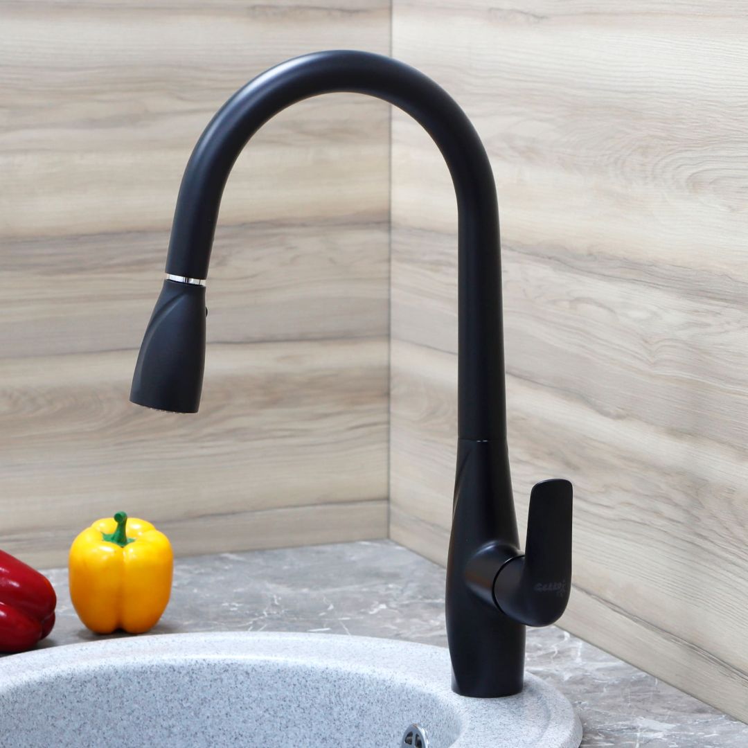 СМ-М ГЕККО с вытяжным изливом GH-6063-MB ЧЕРНЫЙ 