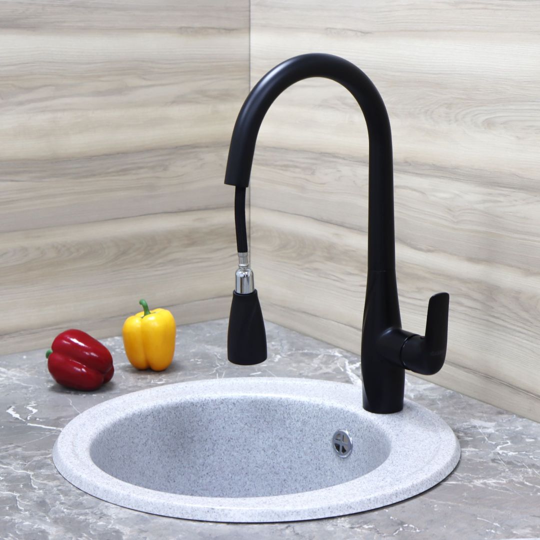 СМ-М ГЕККО с вытяжным изливом GH-6063-MB ЧЕРНЫЙ 