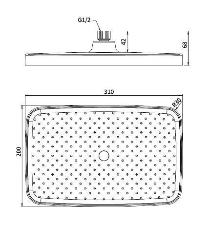Лейка для душа верхняя MS124 GEKKO 310*200 мм